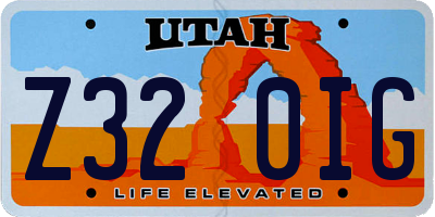 UT license plate Z320IG
