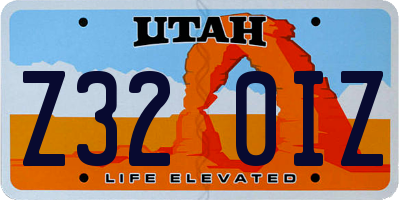 UT license plate Z320IZ