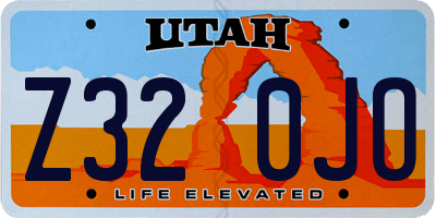 UT license plate Z320JO