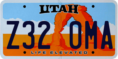 UT license plate Z320MA