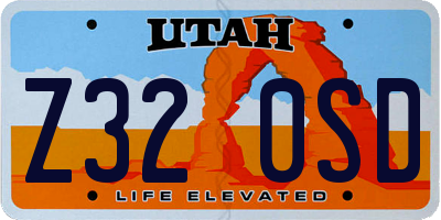 UT license plate Z320SD