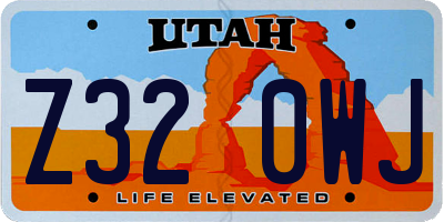 UT license plate Z320WJ
