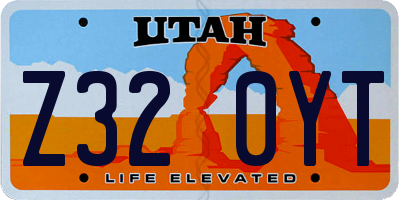 UT license plate Z320YT