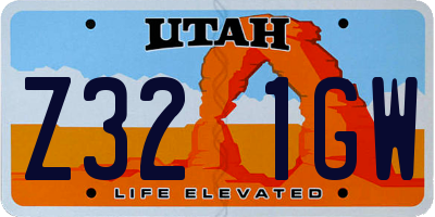 UT license plate Z321GW
