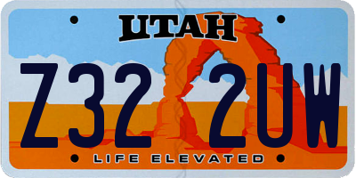 UT license plate Z322UW