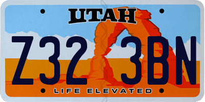 UT license plate Z323BN
