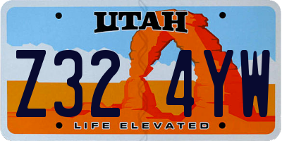 UT license plate Z324YW