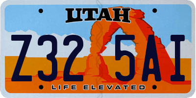 UT license plate Z325AI