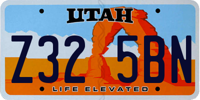 UT license plate Z325BN