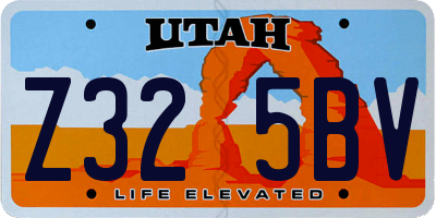 UT license plate Z325BV
