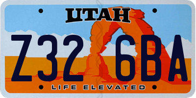 UT license plate Z326BA