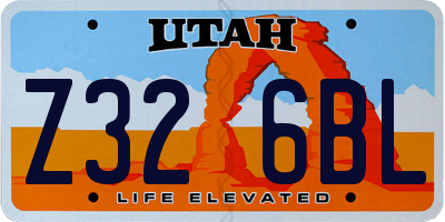 UT license plate Z326BL