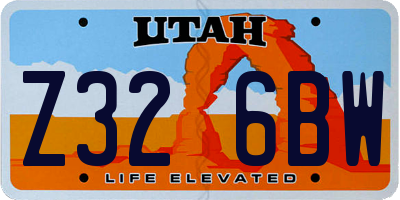 UT license plate Z326BW