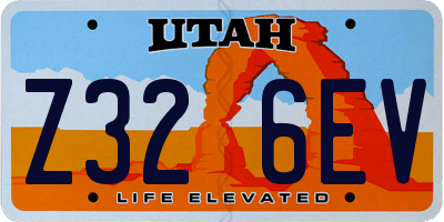 UT license plate Z326EV