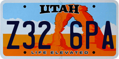 UT license plate Z326PA