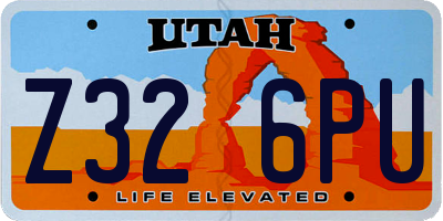 UT license plate Z326PU