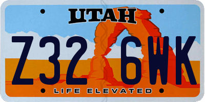 UT license plate Z326WK
