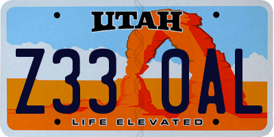 UT license plate Z330AL