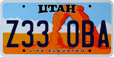 UT license plate Z330BA