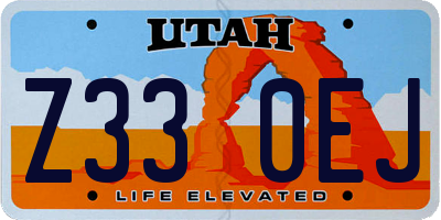 UT license plate Z330EJ