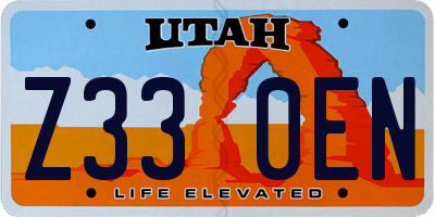 UT license plate Z330EN