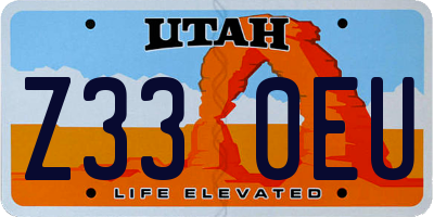 UT license plate Z330EU