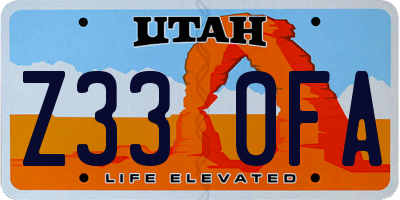 UT license plate Z330FA