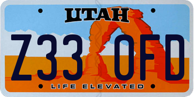 UT license plate Z330FD