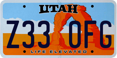 UT license plate Z330FG