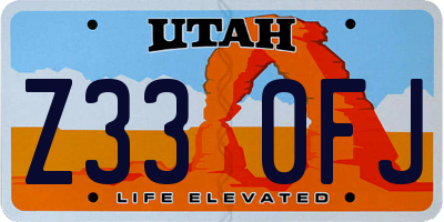 UT license plate Z330FJ