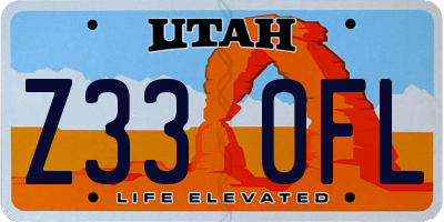 UT license plate Z330FL