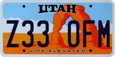 UT license plate Z330FM