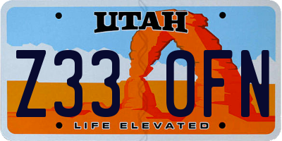 UT license plate Z330FN