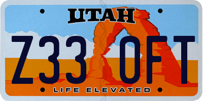 UT license plate Z330FT