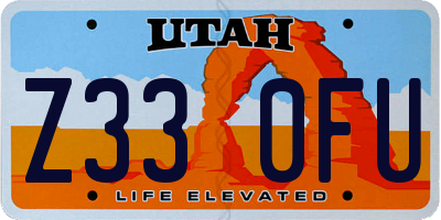 UT license plate Z330FU