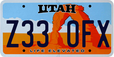 UT license plate Z330FX