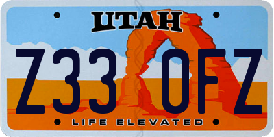 UT license plate Z330FZ