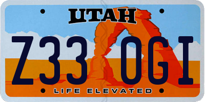 UT license plate Z330GI