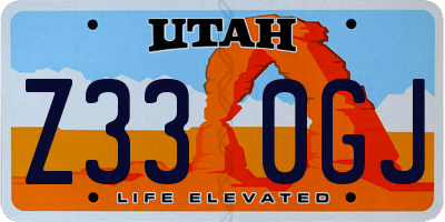 UT license plate Z330GJ