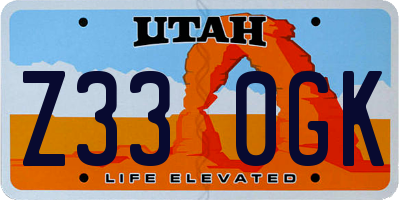UT license plate Z330GK