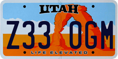 UT license plate Z330GM