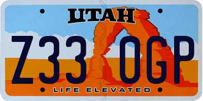 UT license plate Z330GP