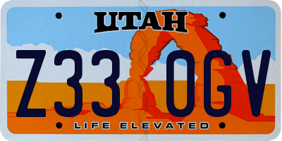 UT license plate Z330GV