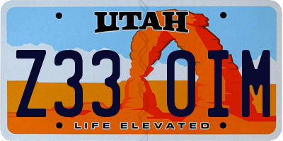 UT license plate Z330IM