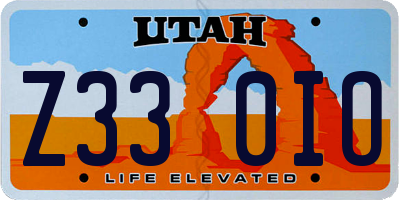 UT license plate Z330IO