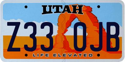 UT license plate Z330JB