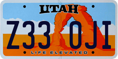 UT license plate Z330JI