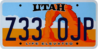 UT license plate Z330JP