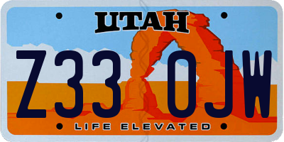 UT license plate Z330JW