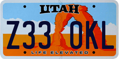 UT license plate Z330KL